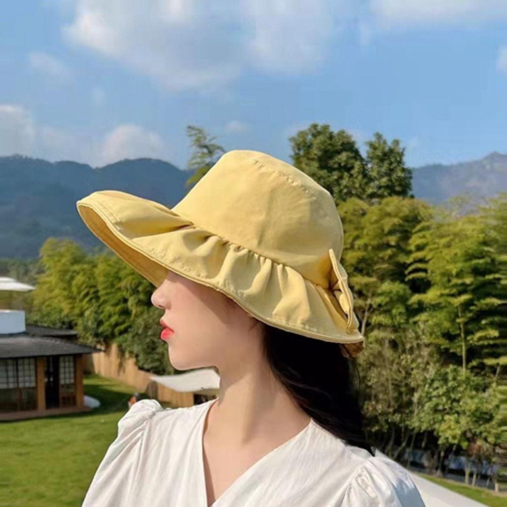 Summer Cap Sun Protection Bowknot Sun Hat Basin Hat Women Bucket Hat Korean Style Cap