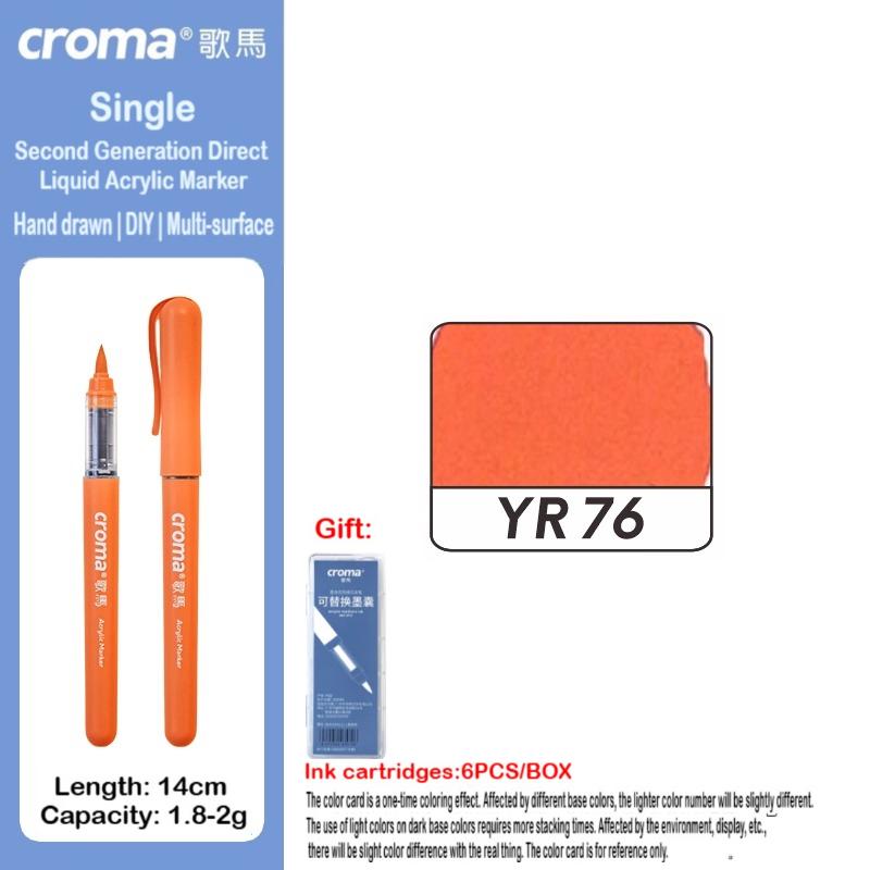 Croma 160/1 Farben Nachfüllbares Direktflüssig-Acrylmarker-Set mit Weicher Spitze, Waschbarer Aquarellpinsel Schulausstattung