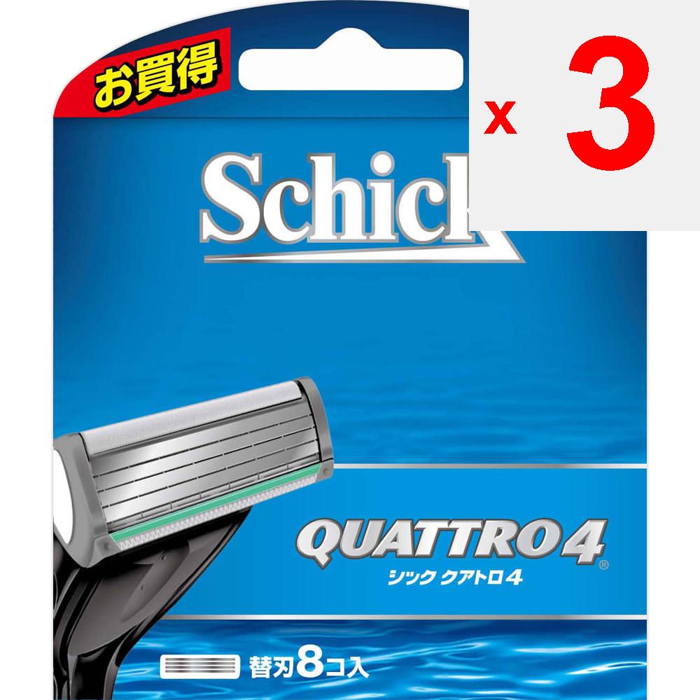Sic japonsko Schick Quattro 4 čepele (8 ks.) Pánské náhradní břity Holicí strojky pro muže Pánské náhradní břity