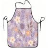 1pc Adjustable Apron with Purple Floral Print - Polyester Bib Suitable for Cooking, Gardening, Picking, Christmas, Halloween - Easy-Clean Waistband Fo