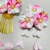 Pink and White Hair Ornament with Gold Perfect for Japanese and Dried Flower Tsumami-Zaiku Baby's Breath, Graduation, Clothing, Shichi-Go-San,
