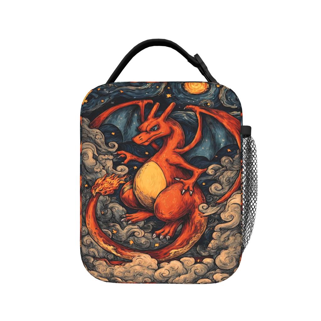 Charizard Simple Face Anime Lunch Bag For Child Print Outdoor Picnic Lunch Box Casual Convenient Oxford Cooler Bag