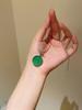 925 Sterling Silver Women's Pendant Necklace with Natural Green Chalcedony and Round Diamond-Set - Elegant Light Luxury Style
