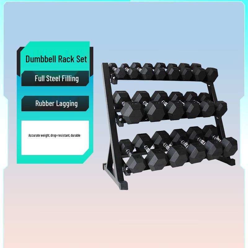 Yimai 105kg Hex Dumbbell Set with 3-Tier Rack