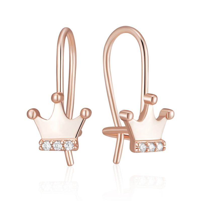 Mode Roségold Farbe Kinderohrringe Kleine Krone Natürlicher Zirkon Accessoires Täglich Feiner Vintage Schmuck white