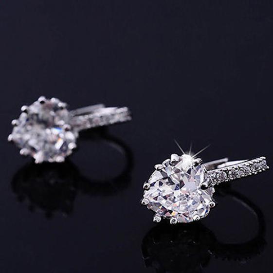 Kvinnor Elegant Söt Glänsande Kärlek Hjärta Rhinestone Inläggningar Ear Studs Hoop Örhängen