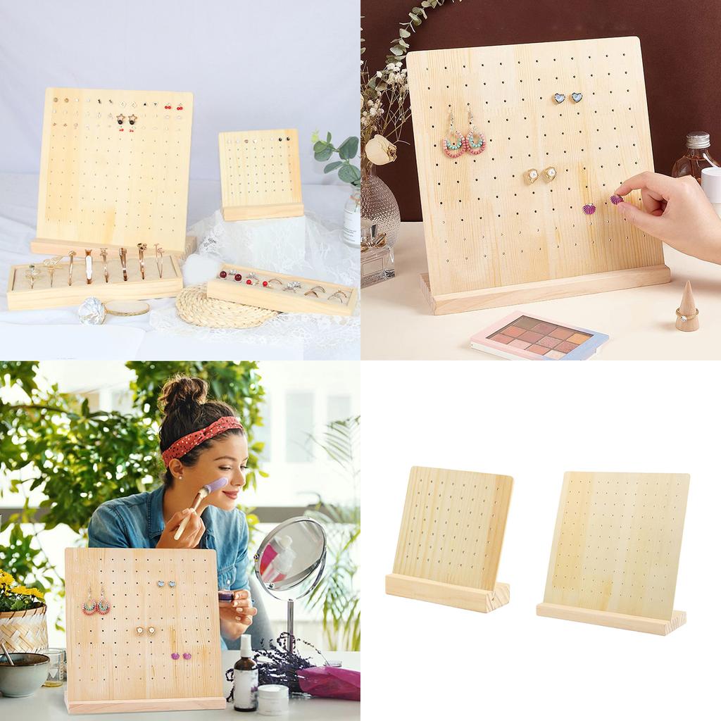 28/66 Pairs Hole Wood Jewelry Holder for Earrings Multi Tiers Ear Stud Organizer Stylish Jewelry Presentation Shelf
