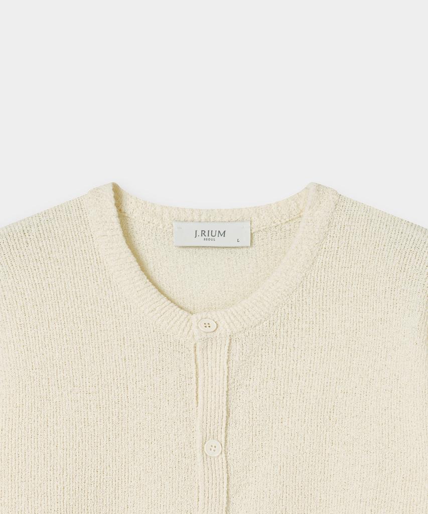 Jeilium Vamon Summer Boucle Round Neck Cardigan Ivory