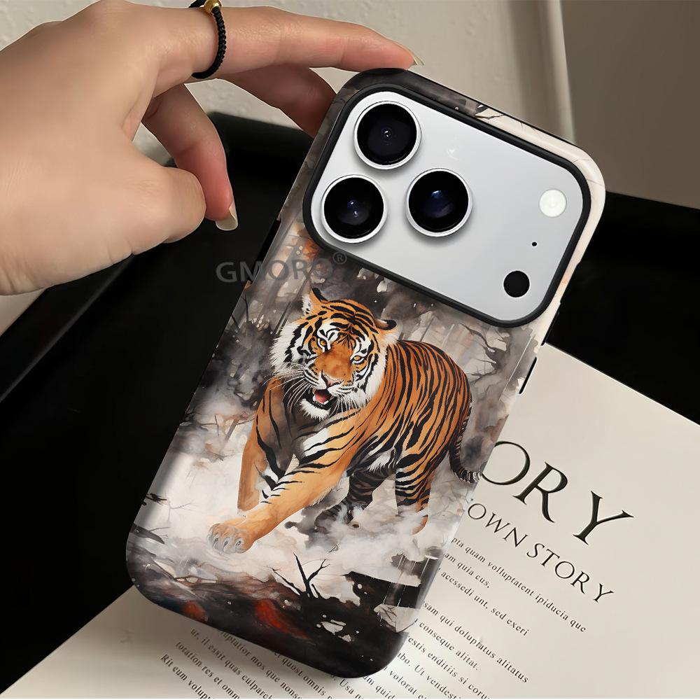National Style Ink Painting Tiger iPhone17Pro Men's Mobile Phone Case Apple 16 Matte Magnetic Film Case 14Pro