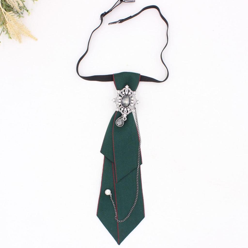 Retro College-Style Gemstone Streamer with Metal Chain - Unisex, No-Tie Design (TS365)