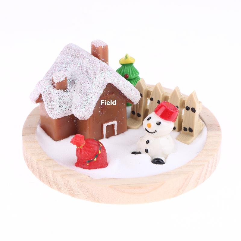 Cute Mini Christmas Snow House Xmas Tree Snowman Scene Ornament Dollhouse Decoration Micro Landscape Ornaments Xmas Gifts