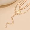 European and American Rhinestone Y-Necklace with Gold Coin Pendant and Clavicle Chain