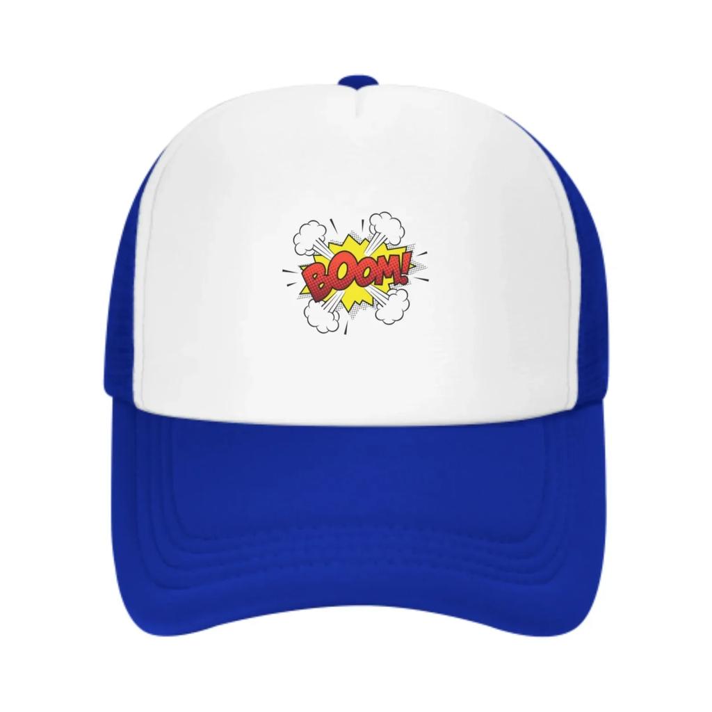 Boom Graphic Baseball Caps Fashion Trucker Hat Unisex Mesh Caps for Women Unisex Outdoor Leisure Travel Neutral Sun Hat