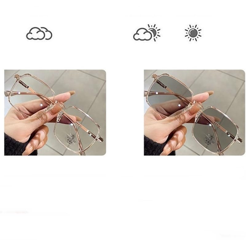 Korean Rimless Photochromic UV Protection [88flix] Sunglasses, Polarized, Color-Changing, Square, (Brown)