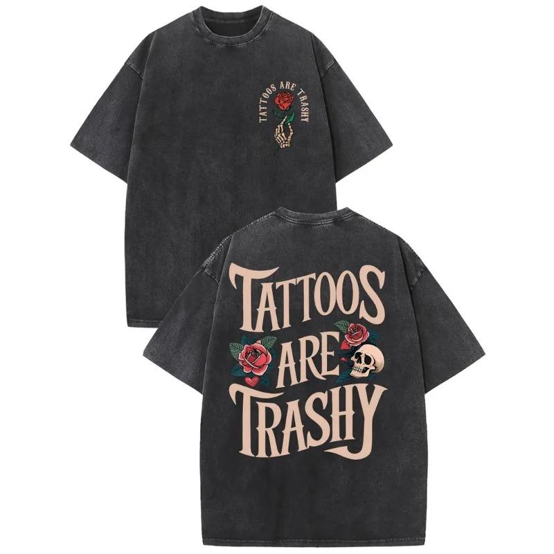 Men S Retro Washed Pattern Printed T-Shirt - Retro Trendy Washed Appearance, Eye-Catching Pattern, Comfortable And Casual Wear, Suitable for Street S чёрный