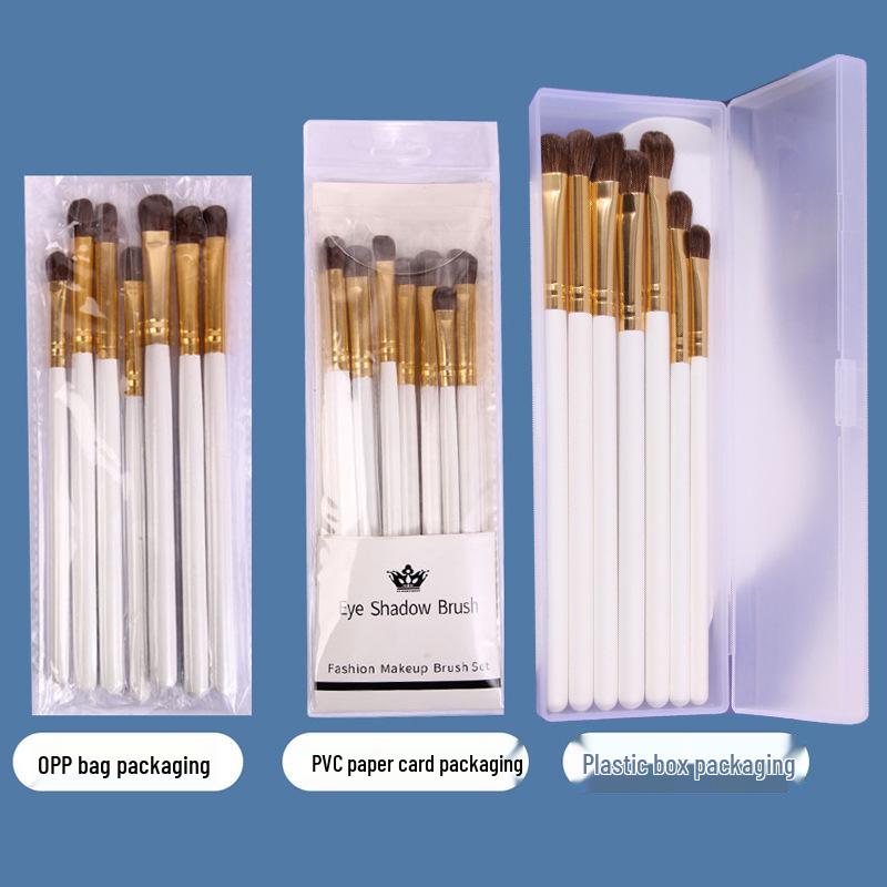 7-Piece Beginner's Horse Hair Eyeshadow Brush Set - Portable Eye Blending Beauty Tools