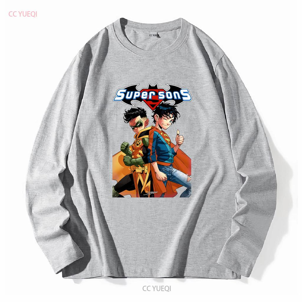 Super Sons T-Shirt Superboy Robin Damian Wayne Jon Kent Jimenez Kunst vintage Gewaschen Weich Streetwear Oberteil für den Alltag
