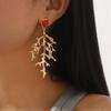 E11111 Fashion Personality Exaggerated Design Feeling Branches Coral Beach Vacation Summer Niche Earrings
