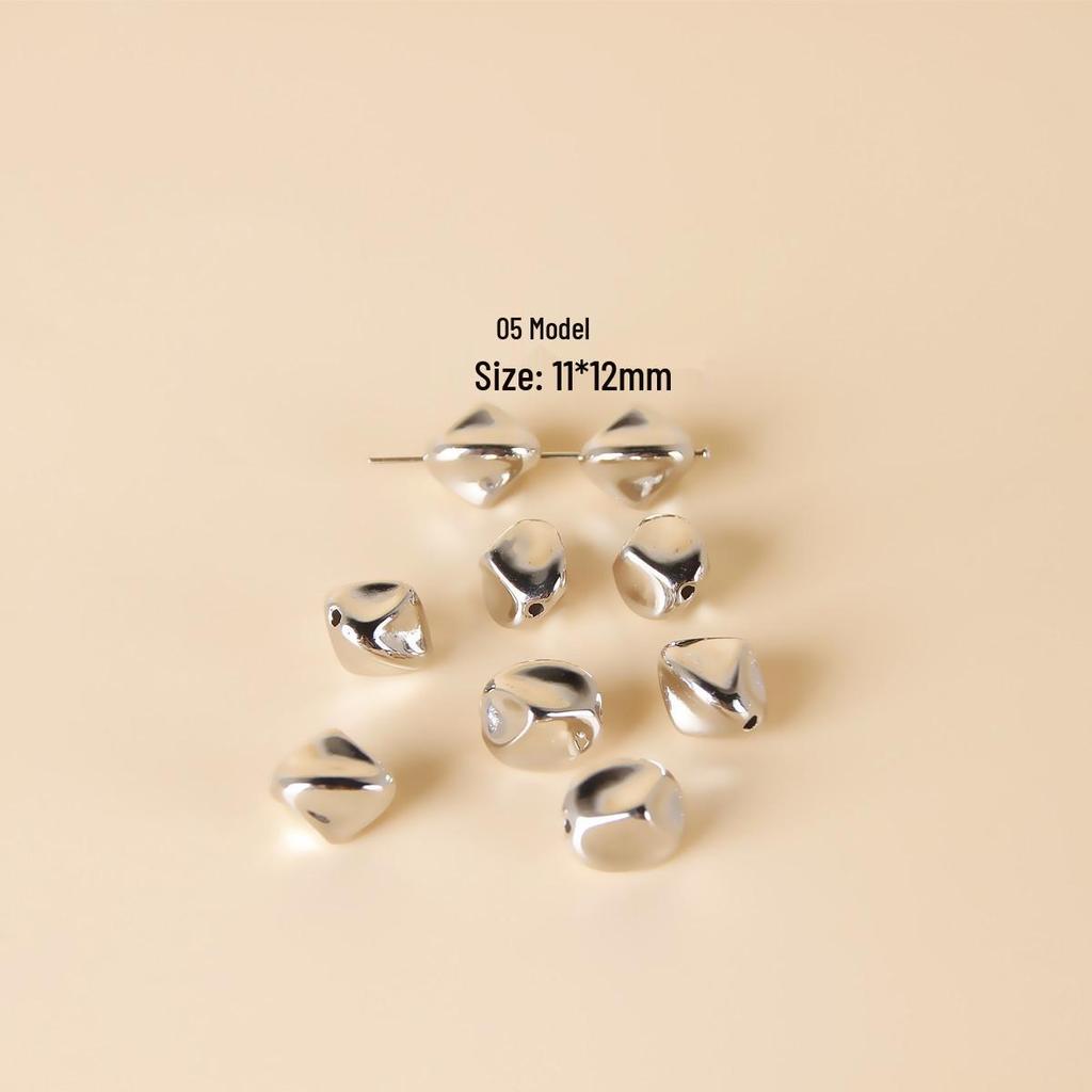 10 Irregular White Acrylic Silver Spacer Beads for DIY Jewelry and Earrings