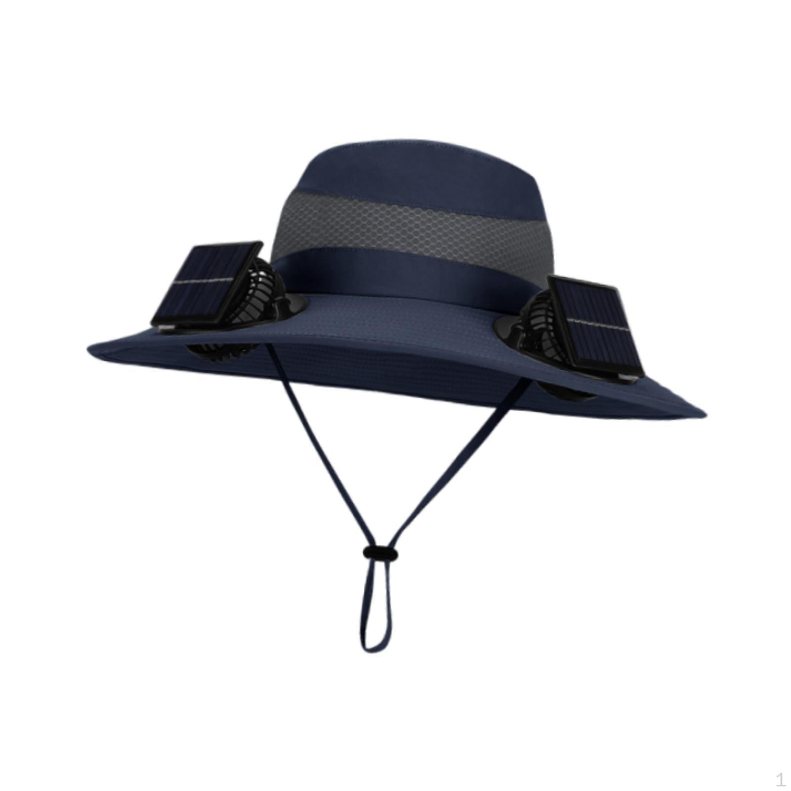 

Регулируемая панама с солнечными вентиляторами для активного отдыха темно-синий