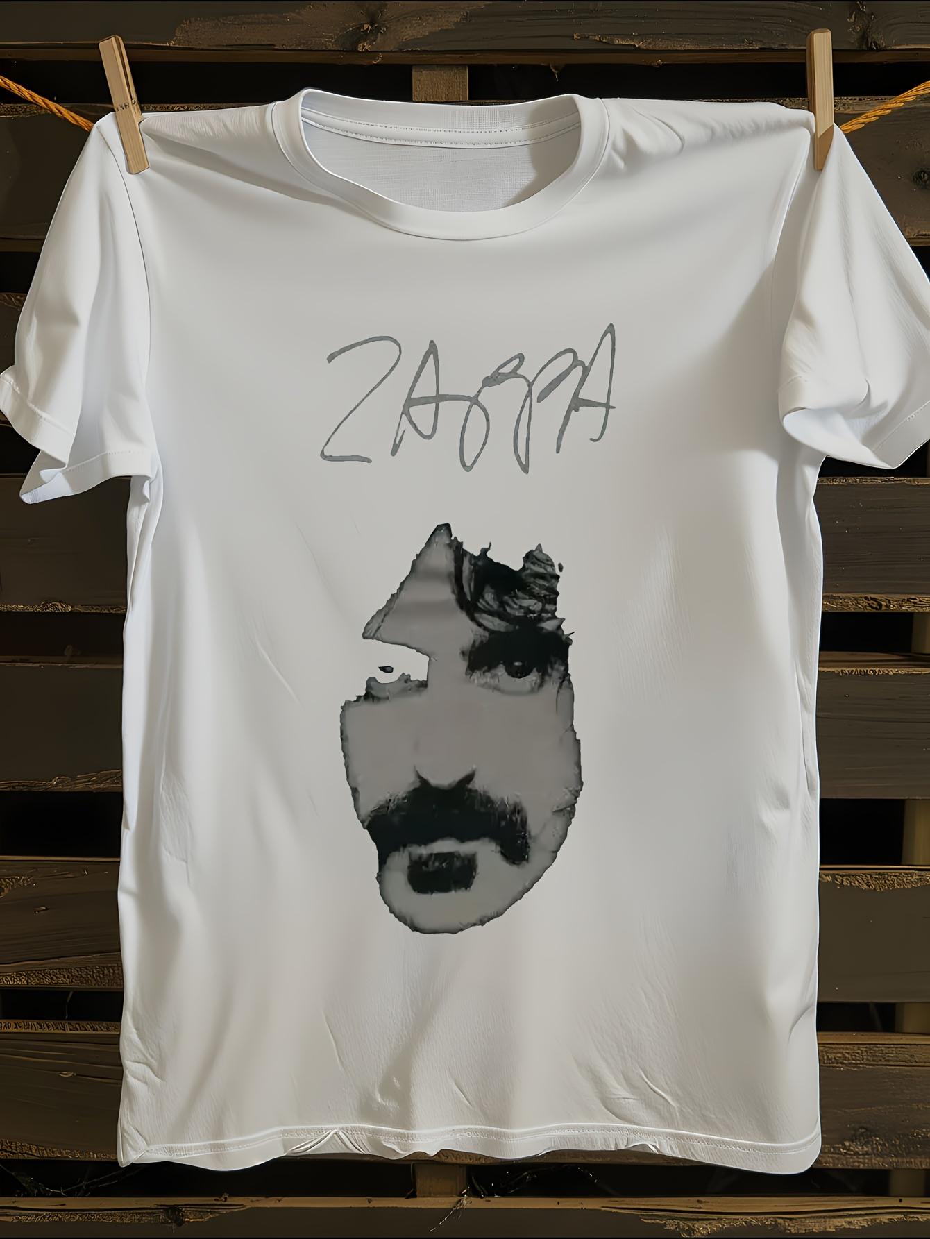 Frank Zappa Portrait & Signature Lettering Graphic T-Shirt L