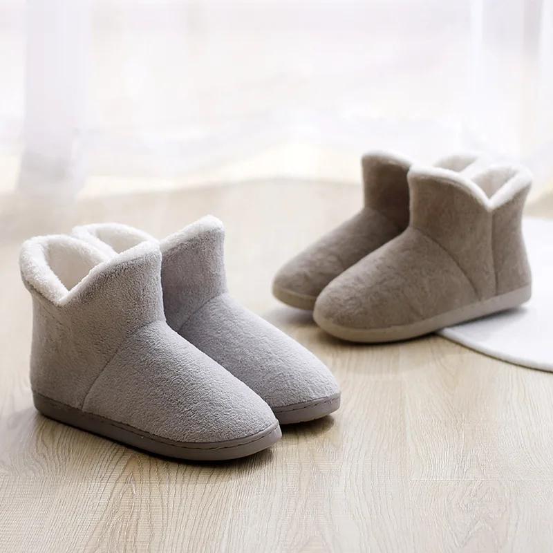 Fashion 2024 Warm Plush Winter Shoes Women Men Indoor Slippers Anti-slip Soft Fur Lovers Home Floor Cotton Slipper Female House Shoes