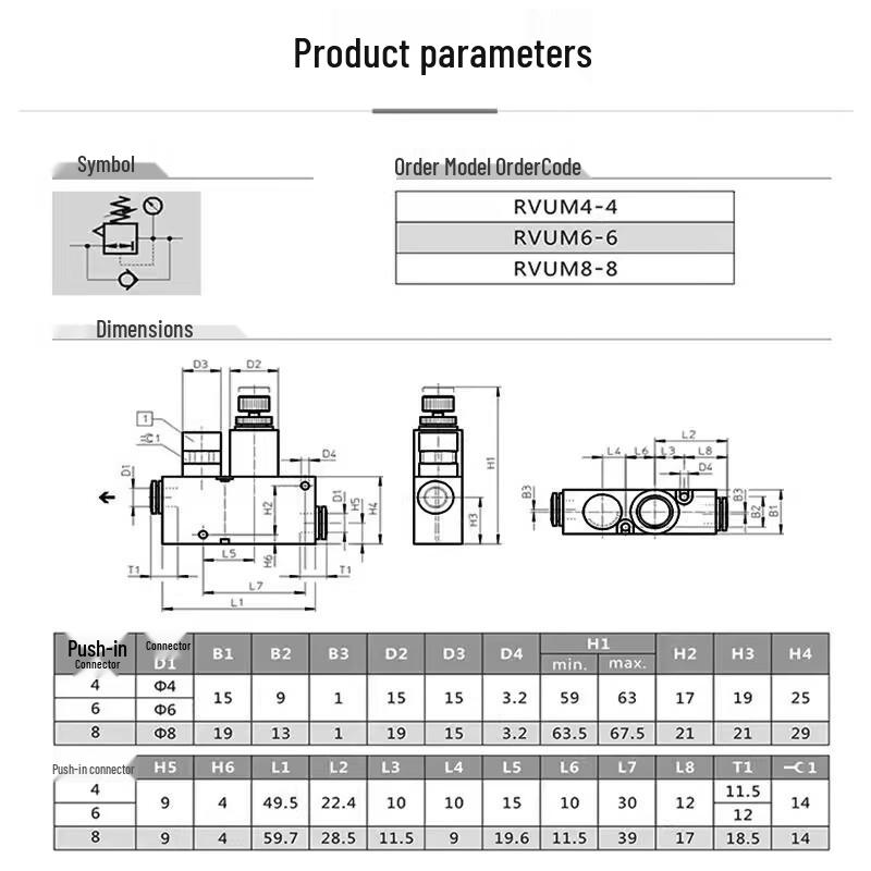 PISCO RVUM6-6 Micro Pressure Reducing Valve