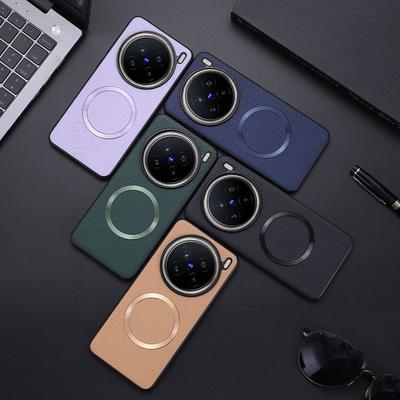 For Magsafe Leather Phone Case For Vivo X200 Pro Mini Wireless Charging Phone Back Cover For VIVO X200 Pro Capa Soft Silicone Bumper Shockproof Shell
