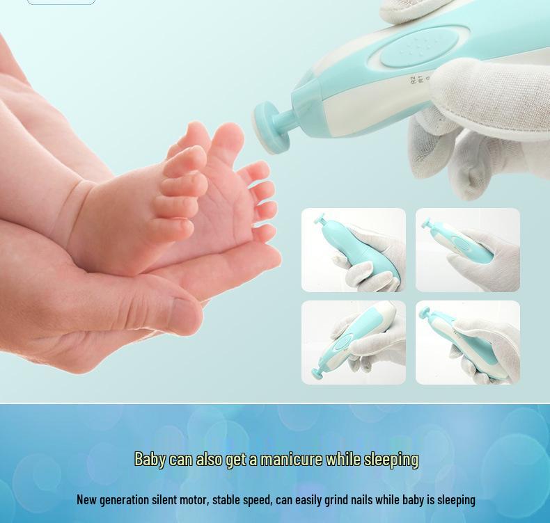 6-in-1 Multi-Head Baby Electric Nail Grinder & Anti-Pinch Clippers Set