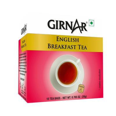 Girnar English Breakfast Black Tea Bags  Rich Full Bodied Morning Brew Classic Strong Tea 10 Tea Bags