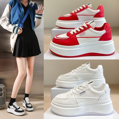 Spring New Platform White Shoes Versatile Casual Shoes Students Daily Height Increase Muffin Shoes Women