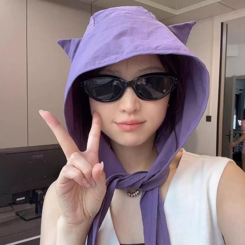 Fashion Cute Ear Design Summer Fisherman Hat With Strap Quick Dry Windproof Sunshade Cap for Outdoor Activities