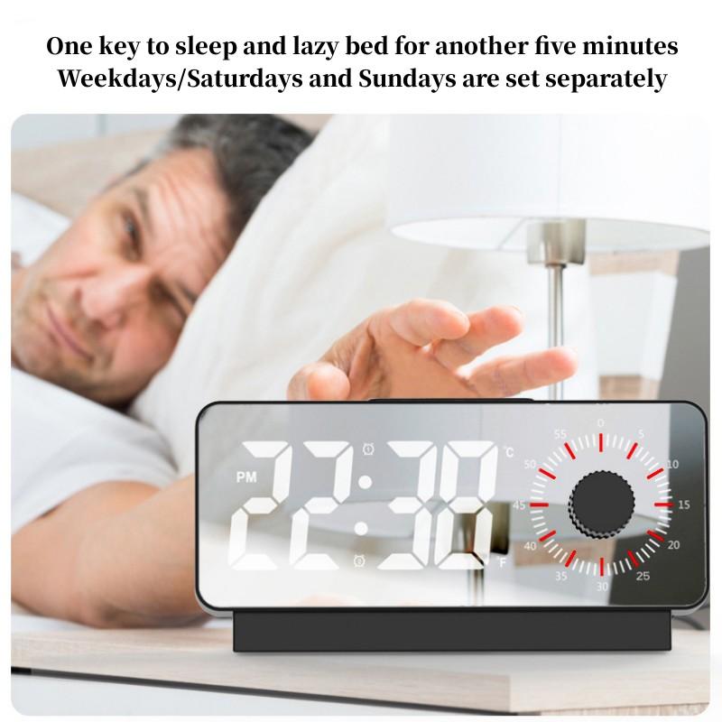 Digital Alarm Clock with Visible Timer  Snooze Temperature Date Knob Countdown Table Clock Dual Alarm Night Mode LED