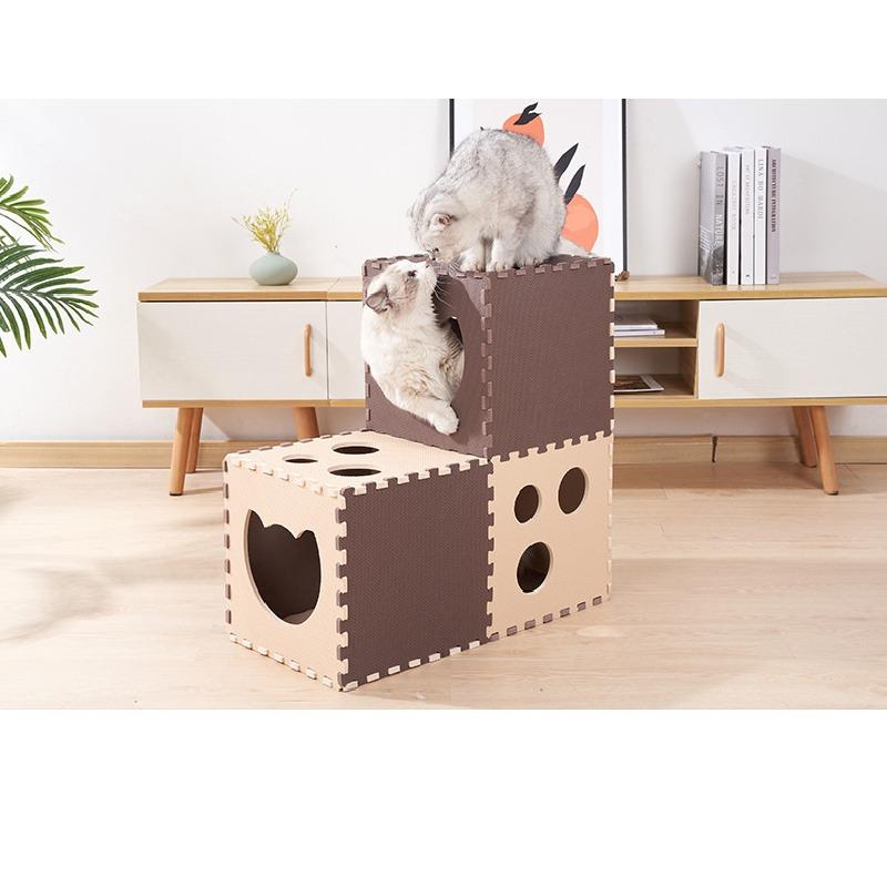 Assembleable Cat Tunnel Bed Multifunctional Pet Toy Foldable Rest House Interactive Play Tunnel for Kitten