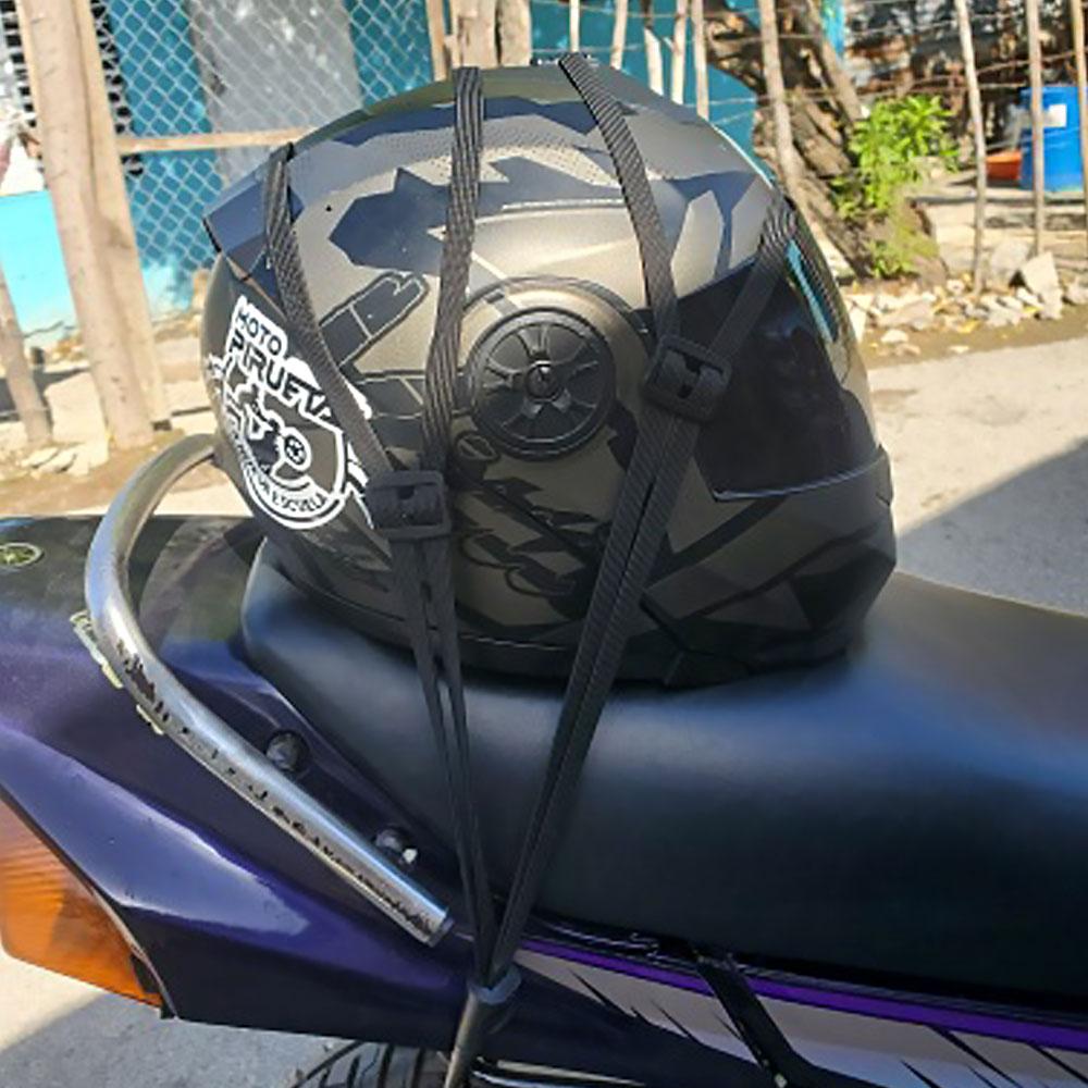 Helmet Rope Highly Elastic Luggage Binding Cord Motorcycles Strength Retractable Helmet Luggage Elastic Rope Strap with 2 Hooks