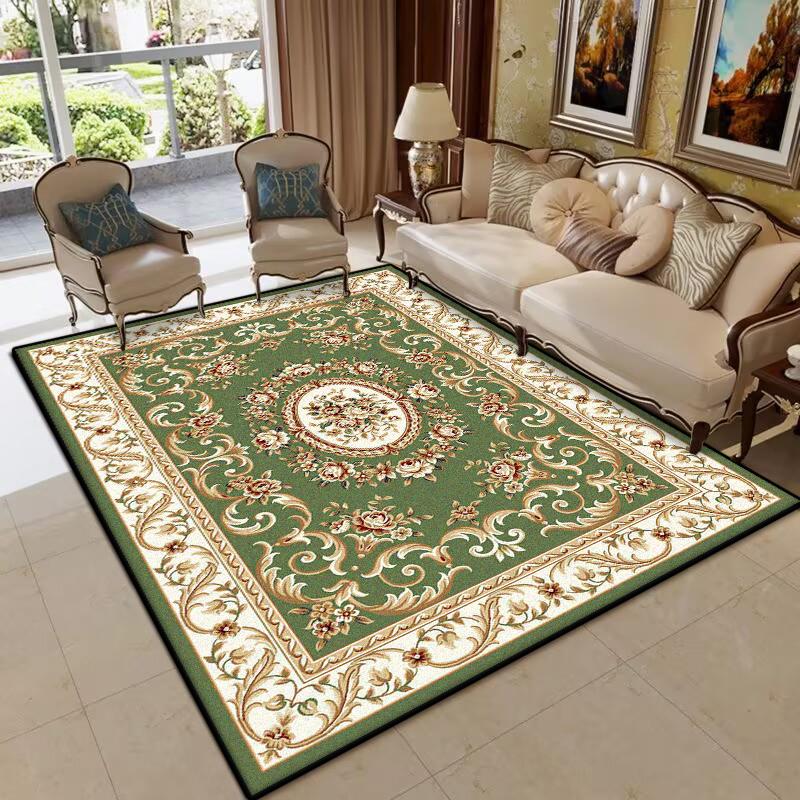 Luxury Green Living Room Carpet European Style Decoration Large Area Sofa Non-slip Rugs Bedroom Lounge Fluffy Plush Floor Mat