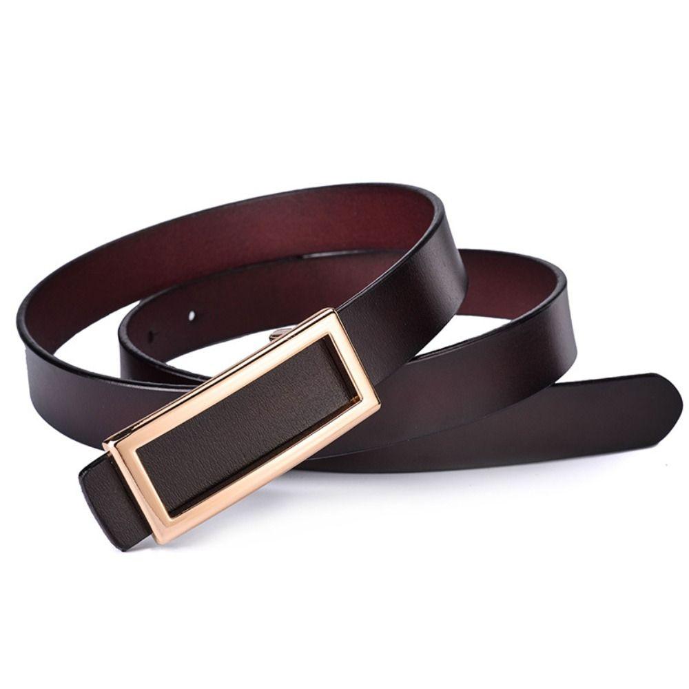 Rectangle Buckle Genuine Leather Belts Elegant Waist Belt Waistband Dress Belt  Female