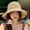 Summer Woven Grass Hat for Women Beach Vacation Small Flower Sun Fisherman Grass Hat