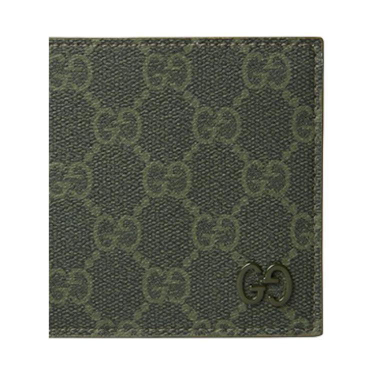 Gucci GG Supreme Logo Coated Fabric Wallet Unisex Wallet Forest-Green 768243-FAFBE-8491