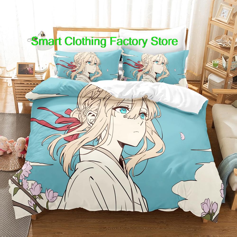Comforter Single Twin Full Queen King Size Bed Set Teenagers Bedroom s Fashion Bed Violet Evergarden Bedding Set