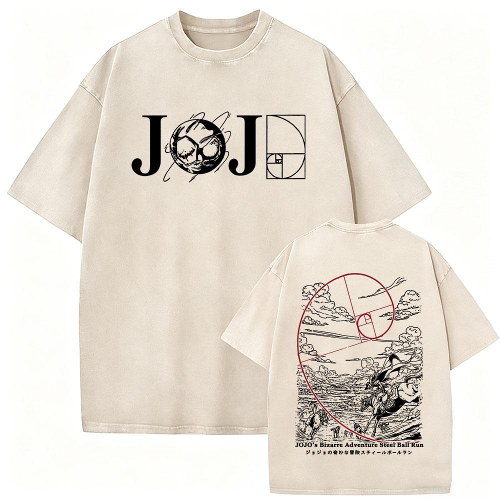 Washed Vintage Anime Jojo Bizarre Adventure Tshirt Retro Manga Giorno Giovanna T Shirts Men Casual Cartoon Oversized Tshirts