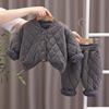 Autumn and Winter New Kids' Clothing Lightweight Homewear Outdoor Two-piece Set for Boys, Cozy Winter Outfit for Babies