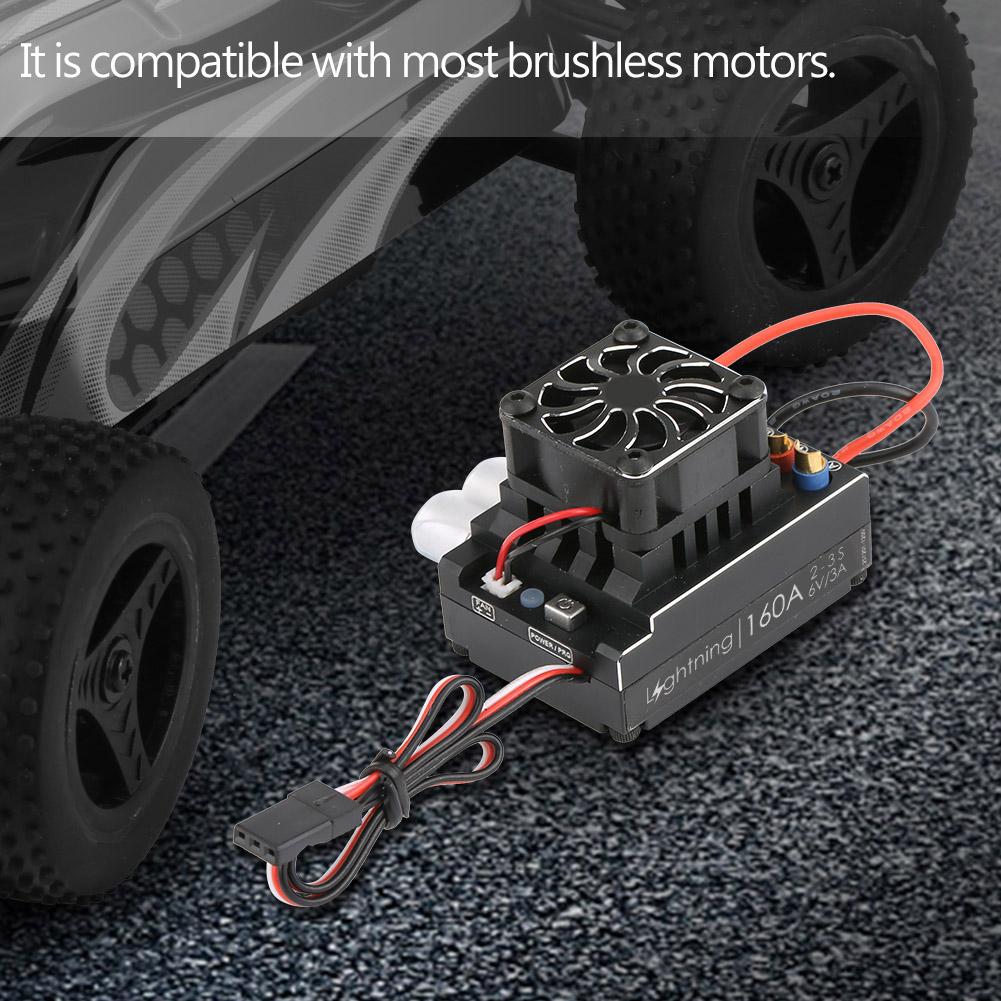 Flycolor Lightning Brushless 160A ESC Electronic Speed Control for RC Cars Truck (160A)