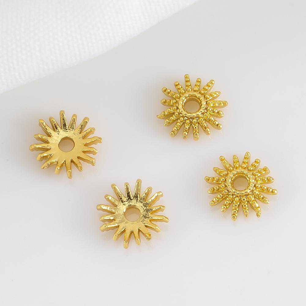 20pcs 40pcs 18K Gold Plated Sunflower Bead Cap 6mm Caps for Bracelets Bead Spacer Jewelry Making Supplies DIY Beaded Accessories