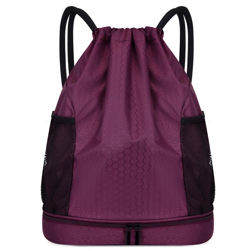 Wet & Dry Separation Waterproof Sports Drawstring Backpack with Double Shoulder Straps for Outdoor & Fitness Activities