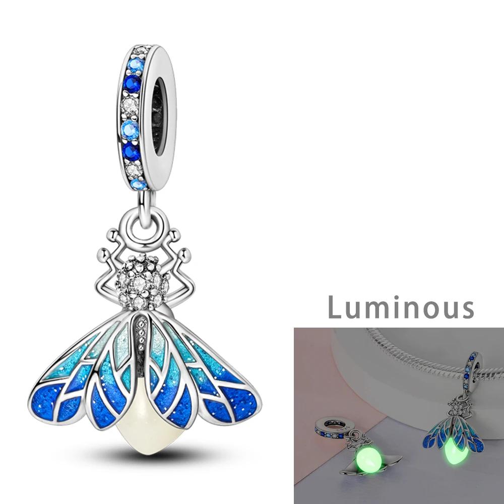 Blue Charms Series Copper Universe Butterfly Angel Spinning Eye Beads Fit Original Bracelet Diy Jewelry Women Gift
