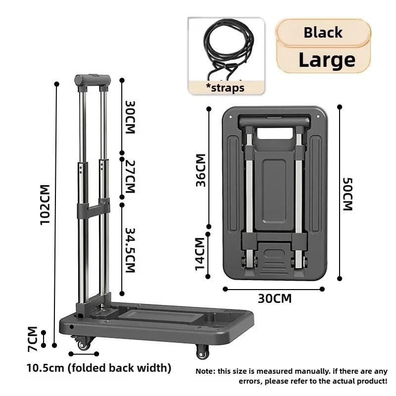 Wheeled Small Truck with Foldable Pull Rod Portable Shopping Cart Household Grocery Cart Small Pull Cart, Luggage Cart