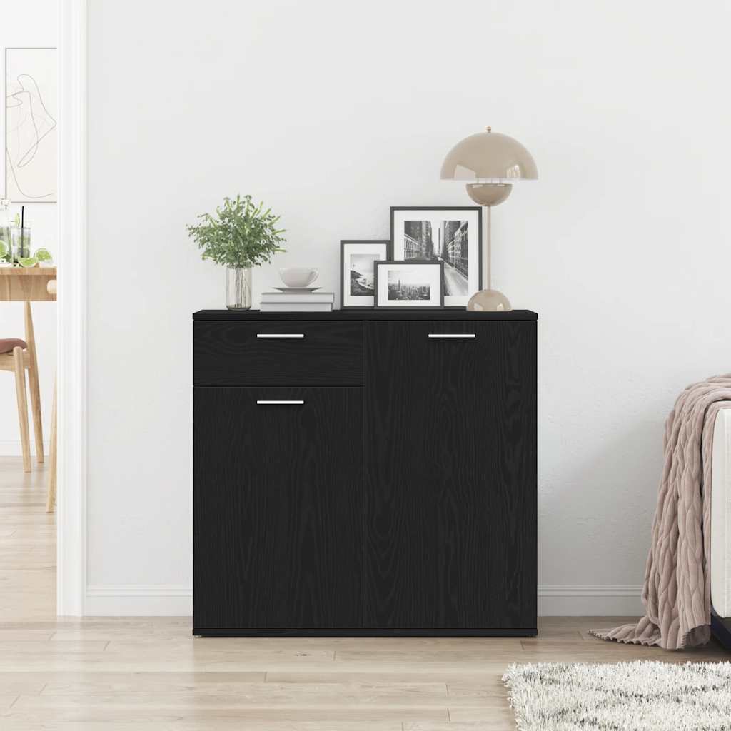 Sideboard in Black Oak Look 80 x 36 x 75 cm Engineered Wood