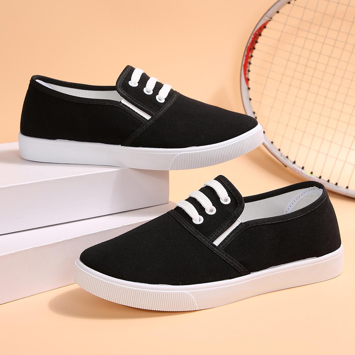 

Модные женские классические туфли из белого холста с круглым носком для школьников и студентов, классные черные удобные уличные туфли на шнуровке Zapatos De Mujer 37 чёрный