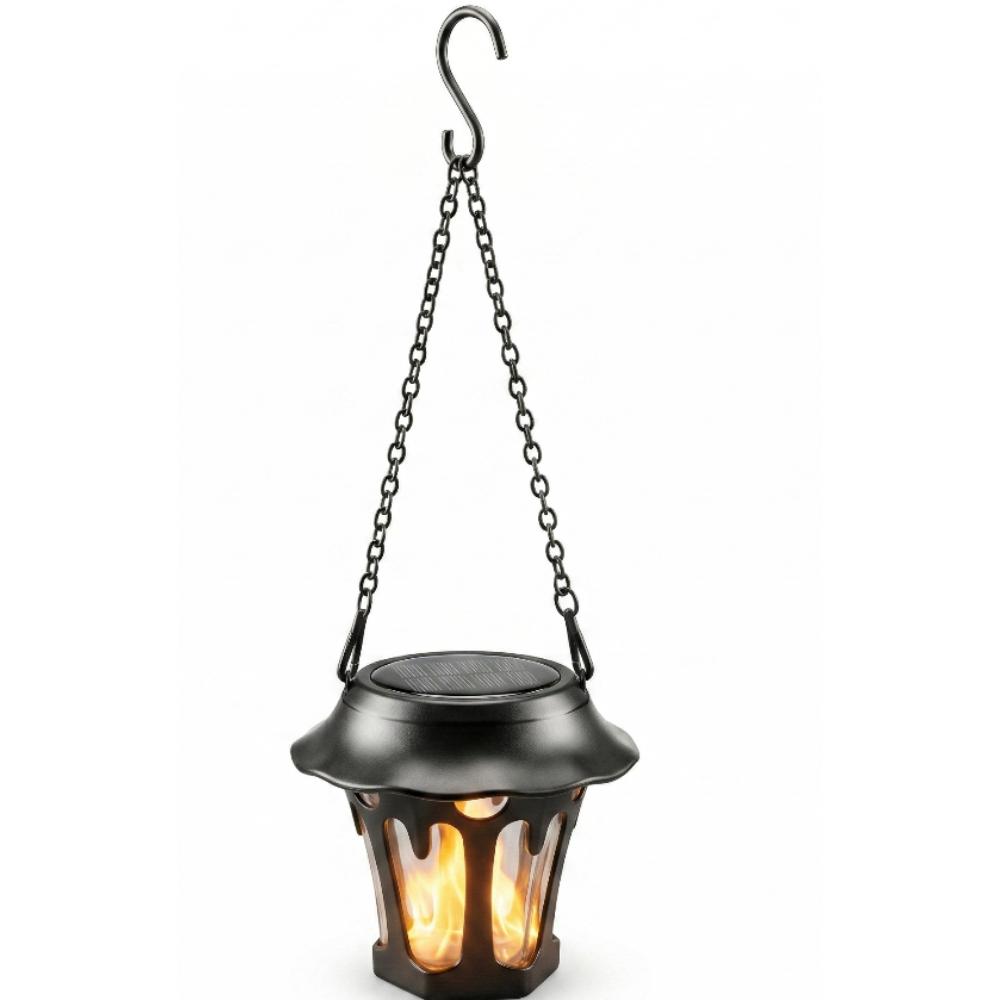Solar Flickering Flame Lamp Garden Dancing Lantern Hanging Flashing Torch Light Solar Palace Lantern Outdoor Solar Light 400mAh -- 1PC